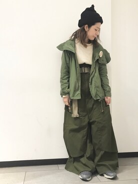 「カオリノモリ」｜「アイテム（サロペット/オーバーオール）」を使った、おーちゃかさん（レディース・153cm）の冬コーディネート