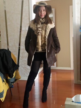 「MUK（ムク）のアイテム」を使った、Eva兔纸さん（レディース・160cm）の冬コーディネート