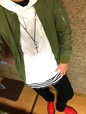 「SPINNS（スピンズ）のアイテム（ミリタリージャケット）」を使った、kankunnさん（メンズ・172cm）の冬コーディネート