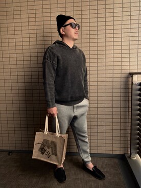 「antiqua（アンティカ）のアイテム（スリッポン）」を使った、mgmさん（メンズ・175cm）の春コーディネート