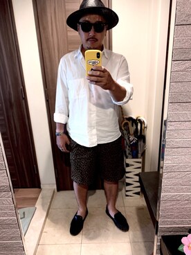 「antiqua（アンティカ）のアイテム（スリッポン）」を使った、mgmさん（メンズ・175cm）の夏コーディネート
