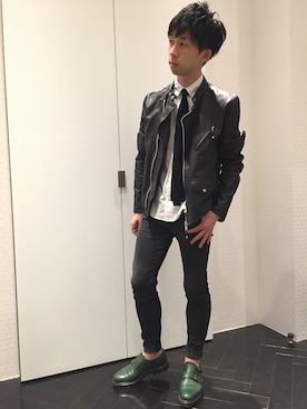 「TRANS CONTINENTS（トランスコンチネンツ）のアイテム（ライダースジャケット）」を使った、hironoriさん（メンズ・167cm）の春コーディネート
