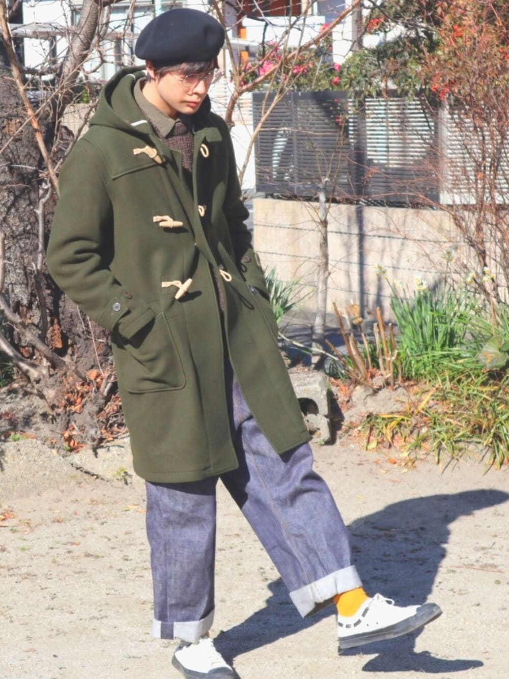 ORCIVALのダッフルコート（グリーン系）を使った人気ファッション