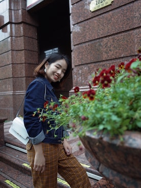 「flower」｜「アイテム（デニムジャケット）」を使った、反正我是钱小仙儿さん（レディース・163cm）の春コーディネート