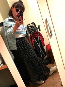 「CECIL McBEE（セシルマクビー）のアイテム（デニムジャケット）」を使った、まゆ やまざきさん（レディース・153cm）の夏コーディネート