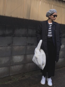 「adidas Originals（アディダスオリジナルス）のadidas originals アディダス stan smith スタンスミス black（スニーカー）」を使った、annさん（レディース・153cm）の冬コーディネート