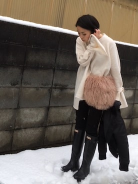 「無地党」｜「アイテム（ブルゾン）」を使った、annさん（レディース・153cm）の冬コーディネート