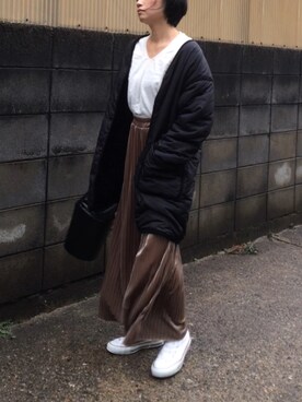 「無地党」｜「アイテム（その他アウター）」を使った、annさん（レディース・153cm）の冬コーディネート