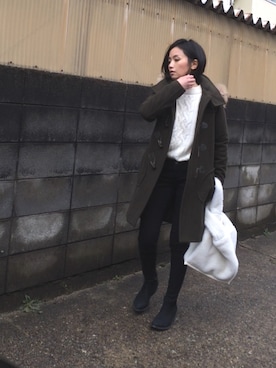 「無地党」｜「アイテム（ブーティ）」を使った、annさん（レディース・153cm）の冬コーディネート