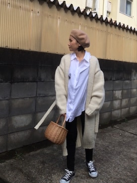 「無地党」｜「アイテム（その他アウター）」を使った、annさん（レディース・153cm）の春コーディネート