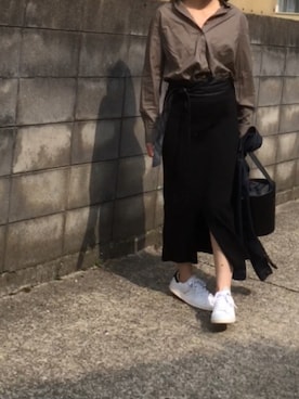 「adidas Originals（アディダスオリジナルス）のadidas originals アディダス stan smith スタンスミス black（スニーカー）」を使った、annさん（レディース・153cm）の春コーディネート
