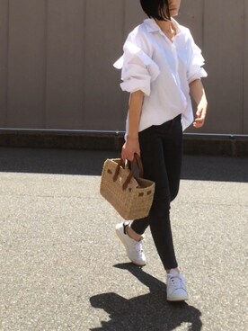 「adidas Originals（アディダスオリジナルス）のadidas originals アディダス stan smith スタンスミス black（スニーカー）」を使った、annさん（レディース・153cm）の春コーディネート