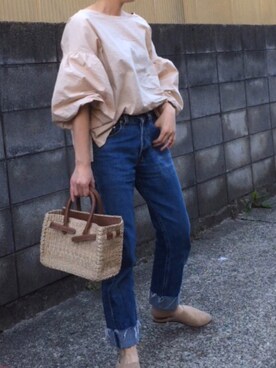 「SEA（シー）のカゴバッグS（かごバッグ）」を使った、annさん（レディース・153cm）の春コーディネート