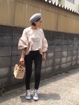 「SEA（シー）のカゴバッグS（かごバッグ）」を使った、annさん（レディース・153cm）の夏コーディネート