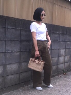 「SEA（シー）のカゴバッグS（かごバッグ）」を使った、annさん（レディース・153cm）の夏コーディネート