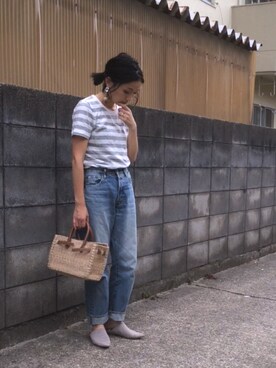 「SEA（シー）のカゴバッグS（かごバッグ）」を使った、annさん（レディース・153cm）の夏コーディネート