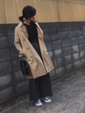 「無地党」｜「アイテム（トレンチコート）」を使った、annさん（レディース・153cm）の秋コーディネート