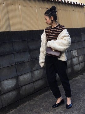 「無地党」｜「アイテム（アクセサリー）」を使った、annさん（レディース・153cm）の冬コーディネート