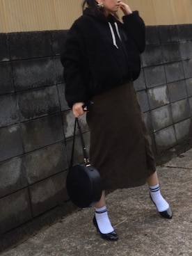 「無地党」｜「アイテム（ブルゾン）」を使った、annさん（レディース・153cm）の冬コーディネート