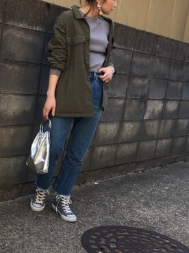 「無地党」｜「アイテム（アクセサリー）」を使った、annさん（レディース・153cm）の春コーディネート