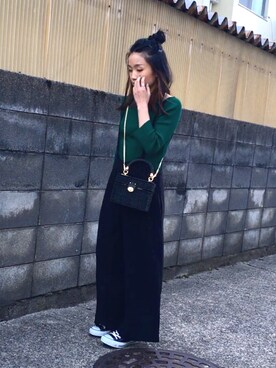 「ハーフアップ」｜「アイテム（オールインワン・サロペット）」を使った、annさん（レディース・153cm）の春コーディネート