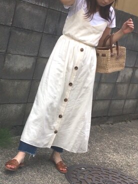 「SEA（シー）のカゴバッグS（かごバッグ）」を使った、annさん（レディース・153cm）の夏コーディネート