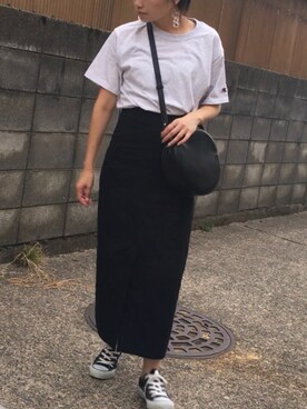 「select MOCA（セレクトモカ）のハイウエストロング丈ペンシルスカート（スカート）」を使った、annさん（レディース・153cm）の夏コーディネート