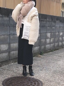 「select MOCA（セレクトモカ）のハイウエストロング丈ペンシルスカート（スカート）」を使った、annさん（レディース・153cm）の冬コーディネート