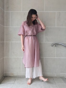 「Chico（チコ）のアイテム（シャツワンピース）」を使った、masumiさん（レディース・166cm）の春コーディネート