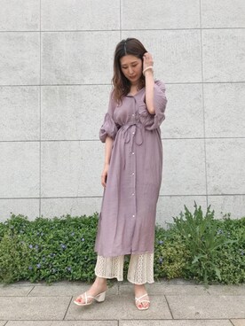 「Chico（チコ）のアイテム（シャツワンピース）」を使った、masumiさん（レディース・166cm）の春コーディネート