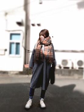 「OZOC（オゾック）のアイテム（チェスターコート）」を使った、mi_richaさん（レディース・160cm）の冬コーディネート