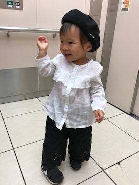 「1歳6ヶ月」｜「アイテム（ハンチング/ベレー帽）」を使った、meme ♪さん（キッズ・80cm）の秋コーディネート