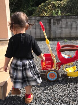 「リブニット」｜「アイテム（モカシン/デッキシューズ）」を使った、meme ♪さん（キッズ・80cm）の秋コーディネート