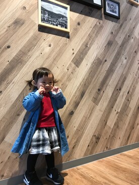 「お買い物」｜「アイテム（スカート）」を使った、meme ♪さん（キッズ・80cm）の秋コーディネート