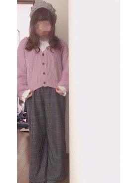 「w closet」｜「アイテム（ハンチング/ベレー帽）」を使った、しおさん（レディース・147cm）の冬コーディネート