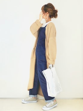 「FREE'S MART（フリーズマート）のアイテム（オールインワン・サロペット）」を使った、emaさん（レディース・153cm）の春コーディネート