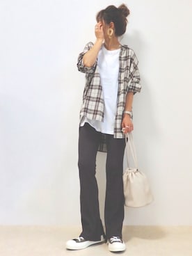 「アイテム（レギンス/スパッツ）」を使った、emaさん（レディース・153cm）の秋コーディネート