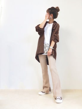 「アイテム（レギンス/スパッツ）」を使った、emaさん（レディース・153cm）の秋コーディネート
