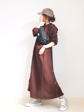 「コーデュロイキャップ」｜emaさん（レディース・153cm）の秋コーディネート