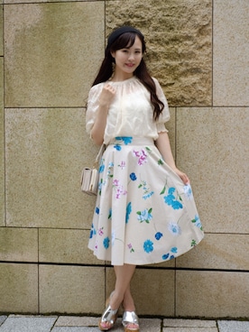 「Afternoon Tea（アフタヌーンティー）のアイテム（Tシャツ/カットソー、ホワイト系）」を使った、はな はなさん（レディース・158cm）の夏コーディネート