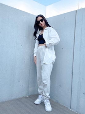 「春夏コーデ」｜「アイテム（スウェットパンツ）」を使った、Momoさん（レディース・153cm）の春コーディネート