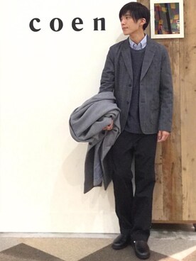 coen 高岡さんの「【セットアップ企画】グレンチェックテーラードジャケット※パンツ別売り」を使ったコーディネート