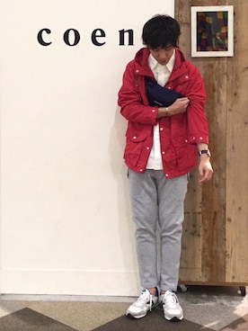 「Gramicci（グラミチ）のアイテム（バッグ）」を使った、coen 高岡さん（メンズ・173cm）の冬コーディネート