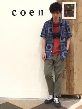 「Gramicci（グラミチ）のアイテム（財布/小物）」を使った、coen 高岡さん（メンズ・173cm）の夏コーディネート
