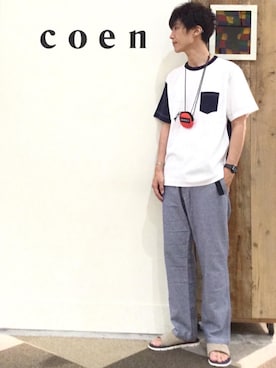 「Gramicci（グラミチ）のアイテム（財布/小物）」を使った、coen 高岡さん（メンズ・173cm）の夏コーディネート