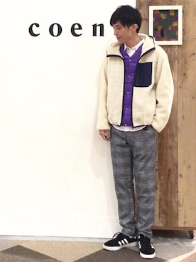 「coenスタッフスタイリング」｜「アイテム（マウンテンパーカー）」を使った、coen 高岡さん（メンズ・173cm）の冬コーディネート
