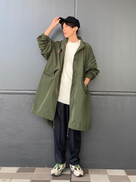 「coen（コーエン）のアイテム（モッズコート）」を使った、coen 高岡さん（メンズ・174cm）の秋コーディネート