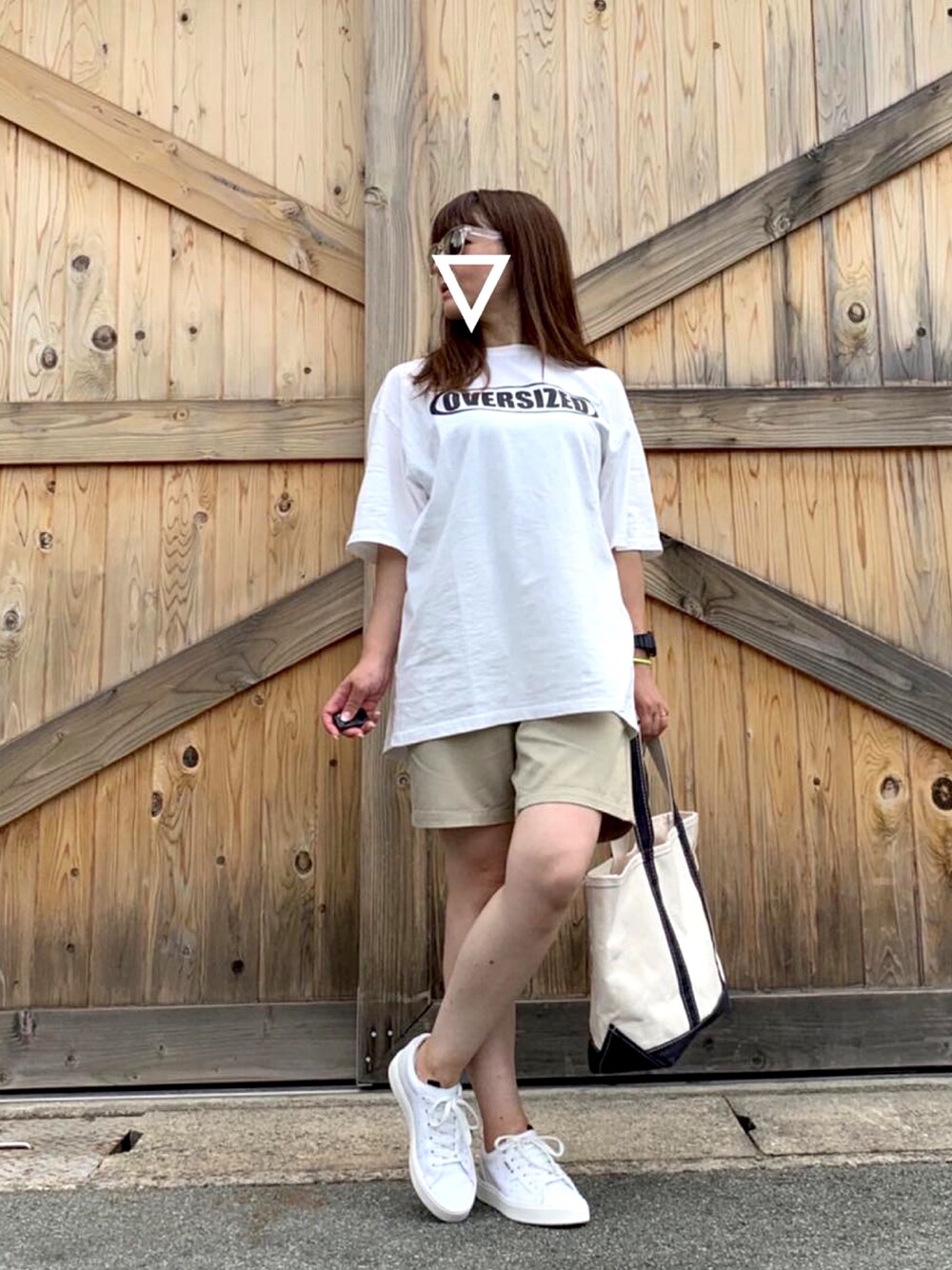 「ラクチンコーデ、adidas、summer、カジュアルコーデ、ハーフパンツ、おしゃれさんと繋がりたい」｜「GUの（GU）チノショーツＡ（パンツ、ホワイト系）」を使った、COCO*さん（レディース・163cm）の夏コーディネートの1枚目の写真