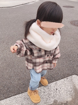 「アイテム（マフラー）」を使った、ゆのちさん（キッズ・80cm）の冬コーディネート
