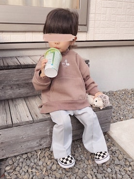 「フォロー、イイネ、お気に入り登録お願いします♡」｜「アイテム（スリッポン）」を使った、ゆのちさん（キッズ・80cm）の秋コーディネート